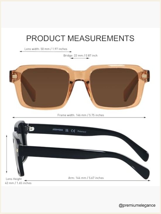 Retro Square Polarized Sunglasses Rectangle Shades Unisex main image 5